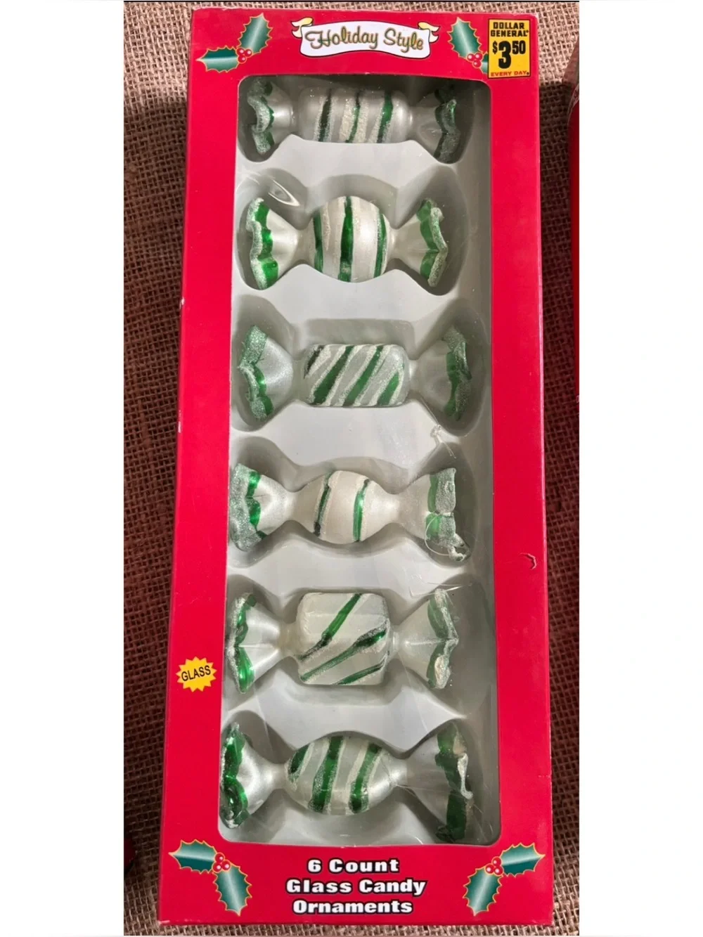 Vintage Wrapped Candy Glass Ornament Set Christmas Holiday Retro Twee Fun